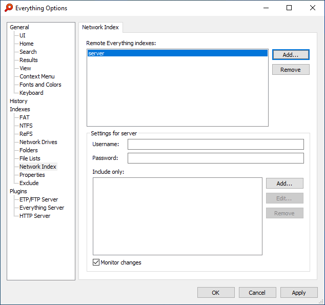 Everything Network Index Options Example