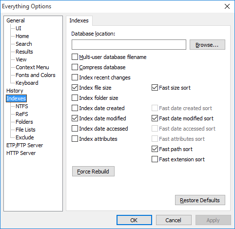 Everything Options Indexes