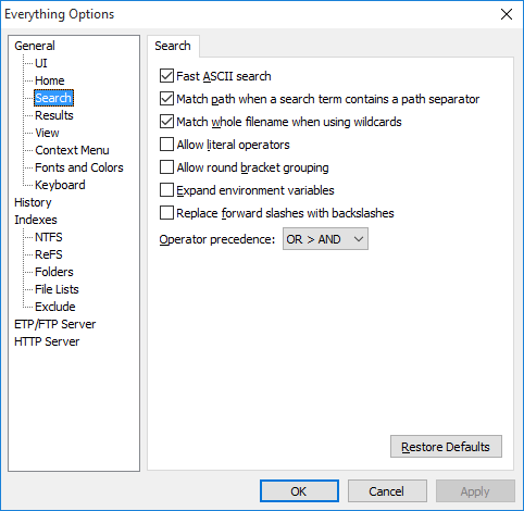 Everything Options Search